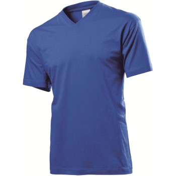 Se Stedman Classic V-Neck Men T-shirt Kongeblå bomuld Medium Herre ved Timarco