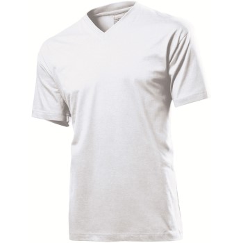 Stedman Classic V-Neck Men T-shirt Hvid bomuld Small Herre