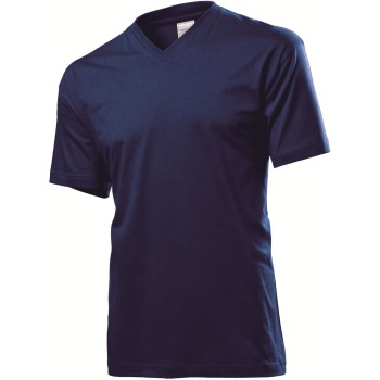 Se Stedman Classic V-Neck Men T-shirt Marineblå bomuld Large Herre ved Timarco