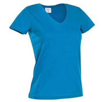 Se Stedman Classic V-Neck Women T-shirt Blå bomuld Medium Dame ved Timarco