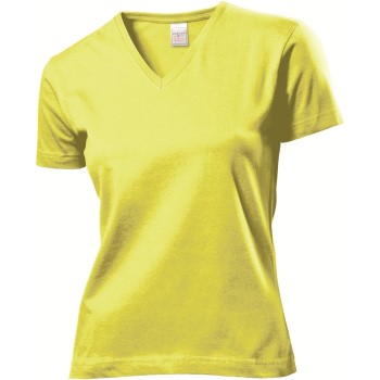 Se Stedman Classic V-Neck Women T-shirt Gul bomuld Small Dame ved Timarco