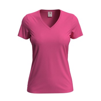 Stedman Classic V-Neck Women T-shirt Rosa bomuld Large Dame