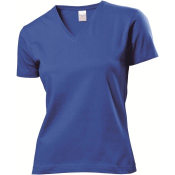 Se Stedman Classic V-Neck Women T-shirt Kongeblå bomuld Large Dame ved Timarco