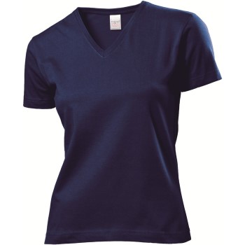 Stedman Classic V-Neck Women T-shirt Marineblå bomuld Medium Dame