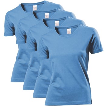 Se Stedman 4P Classic Women T-shirt Lyseblå bomuld Small Dame ved Timarco