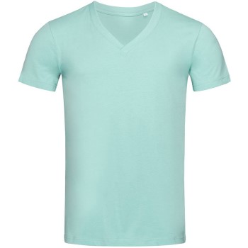 Se Stedman James Organic Men V-Neck Turkise økologisk bomuld Medium Herre ved Timarco