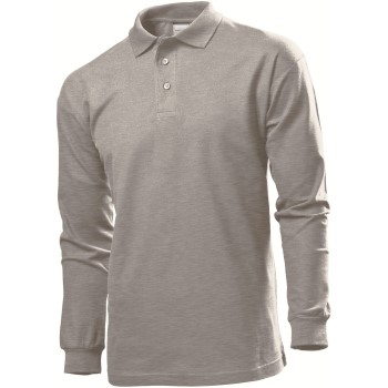 Se Stedman Polo Long Sleeve Men Grå bomuld Medium Herre ved Timarco