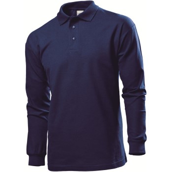 Stedman Polo Long Sleeve Men Marineblå bomuld Small Herre