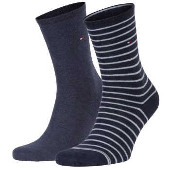 Tommy Hilfiger Legwear Tommy Hilfiger Strømper 2P Classic Small Stripe Socks Blåstribet Str 39/42 Dame