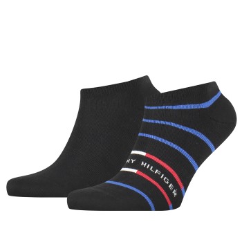 Tommy Hilfiger Legwear Tommy Hilfiger Strømper 2P Men Breton Stripe Sneaker Socks Sort Str 39/42 Herre