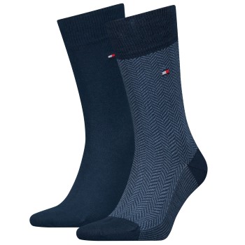 Tommy Hilfiger Legwear Tommy Hilfiger Strømper 2P Men Herringbone Sock Mørkblå Str 39/42 Herre