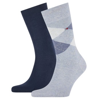 Tommy Hilfiger Legwear Tommy Hilfiger Strømper 2P Men Sock Check Blå Str 43/46 Herre