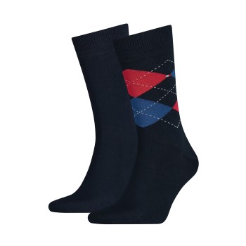 Tommy Hilfiger Legwear Tommy Hilfiger Strømper 2P Men Sock Check Blå/Rød Str 39/42 Herre