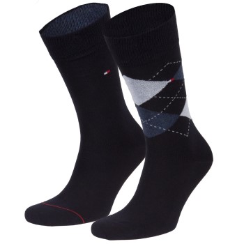 Tommy Hilfiger Legwear Tommy Hilfiger Strømper 2P Men Sock Check Marineblå Str 39/42 Herre