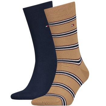 Tommy Hilfiger Legwear Tommy Hilfiger Strømper 2P Men Tommy Stripe OC Sock Blå/Brun Str 43/46 Herre