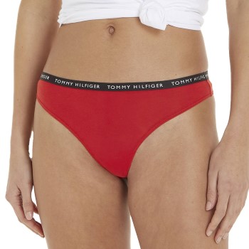 Tommy Hilfiger Trusser 3P Recycled Essentials Thong Rød/Blå Medium Dame