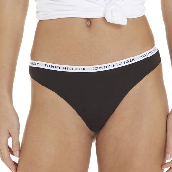 Tommy Hilfiger Trusser 3P Recycled Essentials Thong Sort/Grå Large Dame