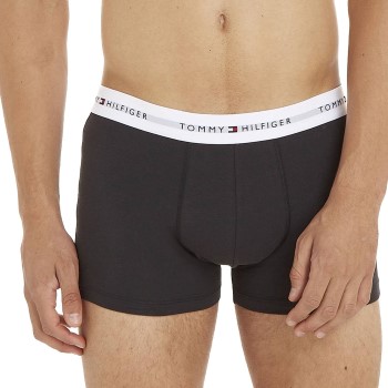 Tommy Hilfiger 3P Signature Essential Cotton Trunk Sort/Hvid bomuld Large Herre