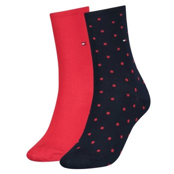 Tommy Hilfiger Legwear Tommy Hilfiger Strømper 2P Women Dot Sock Rød Mønster  Str 39/42 Dame