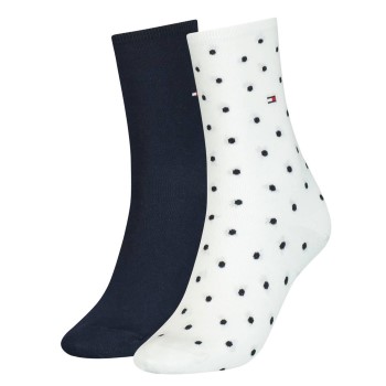 Tommy Hilfiger Legwear Tommy Hilfiger Strømper 2P Women Dot Sock Hvid Mønster Str 35/38 Dame