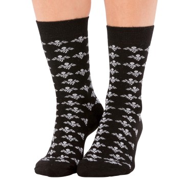 Trofé Trofe Bamboo Flower Socks Strømper 2P Sort Str 35/38 Dame