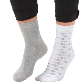 Trofé Trofe Bamboo Flower Socks Strømper 2P Hvid Str 39/42 Dame