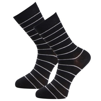 Trofé Trofe Bamboo Small Stripe Socks Strømper 2P Sort Str 39/42 Dame