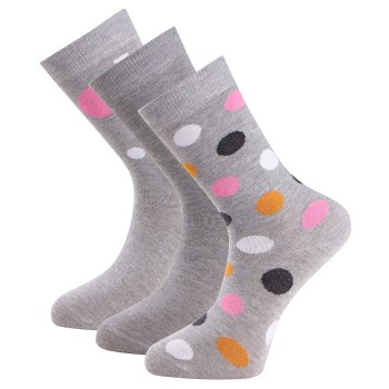 Trofé Trofe Cotton Printed Socks Strømper 3P Grå Str 39/42 Dame