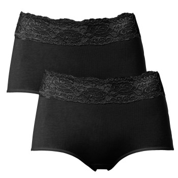 Trofé Trofe Lace Trimmed Maxi Briefs Trusser 2P Sort bomuld Small Dame