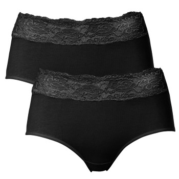 Trofé Trofe Lace Trimmed Midi Briefs Trusser 2P Sort bomuld Small Dame