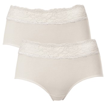 Trofé Trofe Lace Trimmed Midi Briefs Trusser 2P Champagne bomuld Medium Dame