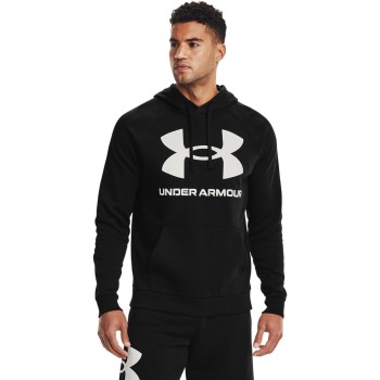 Se Under Armour Rival Fleece Big Logo Hoodie Sort/Hvid Medium Herre ved Timarco