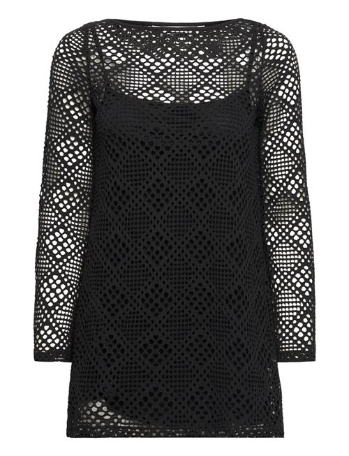 Mango Geometric-Pattern Openwork Dress Mango Black