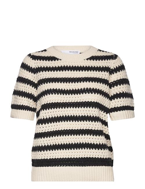 Selected Femme Slfalby Ss Knit O-Neck Selected Femme Beige