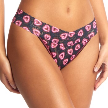 Hanky Panky Trusser Printed Original Rise Thong Sort/Rosa nylon One Size Dame