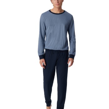 Se Schiesser Fine Interlock Pyjamas With Cuff Marine/Blå bomuld 48 Herre ved Timarco