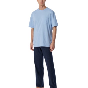 Se Schiesser Long Pyjamas With Short Sleeve Marine/Blå bomuld 56 Herre ved Timarco