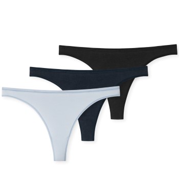 Schiesser Trusser 3P 95-5 Organic Cotton Thong Blå/Lyseblå økologisk bomuld 42 Dame