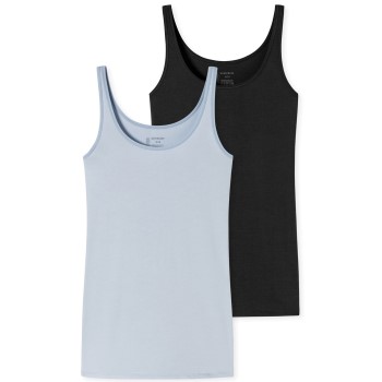 Se Schiesser 2P 95-5 Organic Tank Top Sort/Blå bomuld 38 Dame ved Timarco