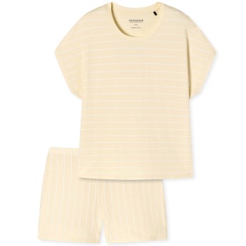 Se Schiesser Just Stripes Short Pyjamas Vanille bomuld 38 Dame ved Timarco