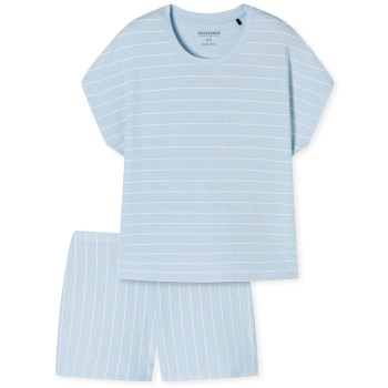 Schiesser Just Stripes Short Pyjamas Lyseblå bomuld 38 Dame