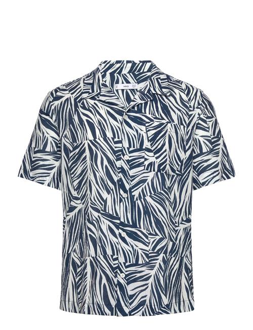 Mango Hawaiian Print Cotton Shirt Mango Blue