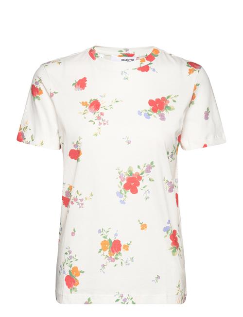 Selected Femme Slfsunna Ss Printed Tee Selected Femme White