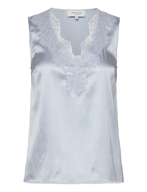 Se Rosemunde Jade Silk Top W/ Lace Rosemunde Blue ved Booztlet