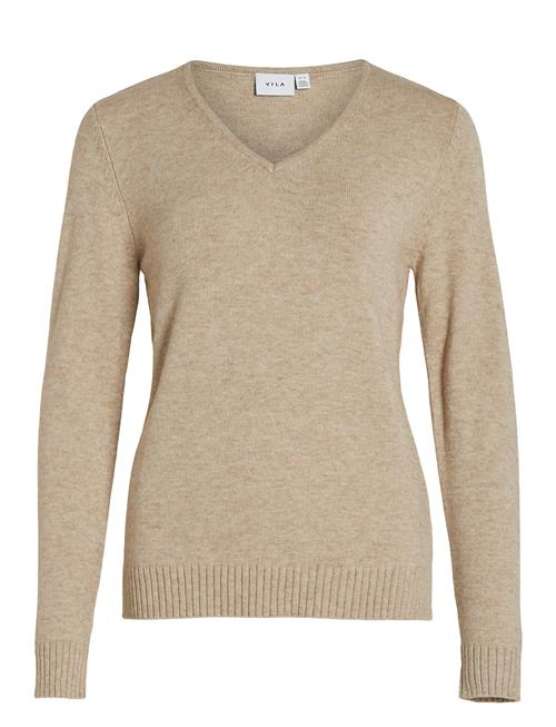 Vila Viril V-Neck L/S Knit Top - Noos Vila Beige