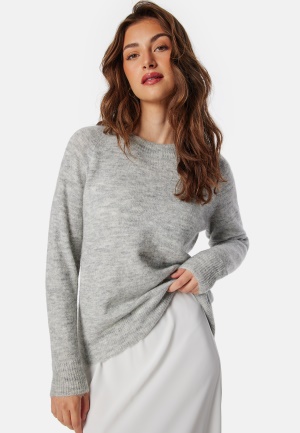 SELECTED FEMME Slflulu LS Knit O-Neck Light Grey Melange XS