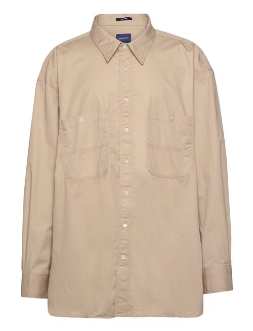 GANT Os Solid Poplin Shirt GANT Beige