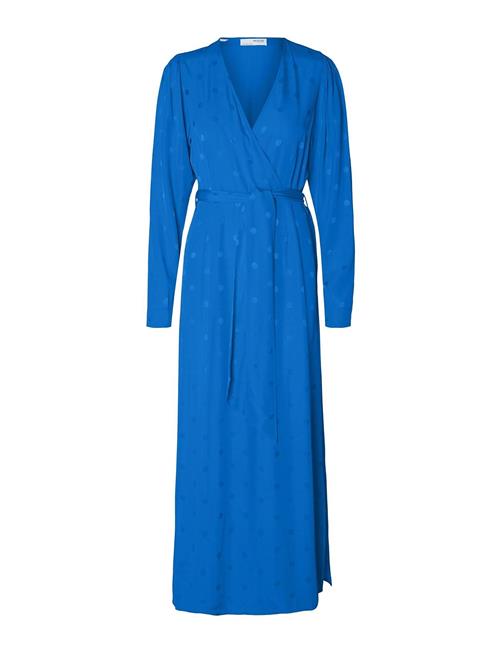 Selected Femme Slfludwika Ls Ankle Satin Dress B Selected Femme Blue