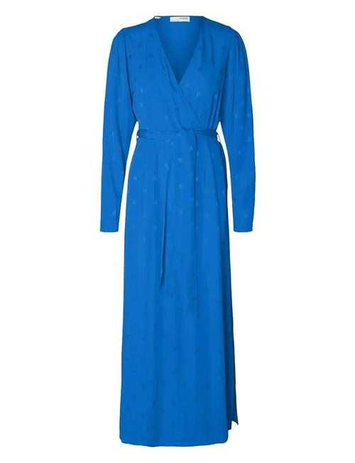 Slfludwika Ls Ankle Satin Dress B Selected Blue