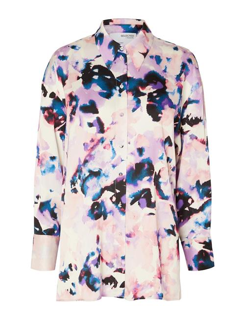 Selected Femme Slfthea Ls Aop Satin Shirt B Selected Femme Pink